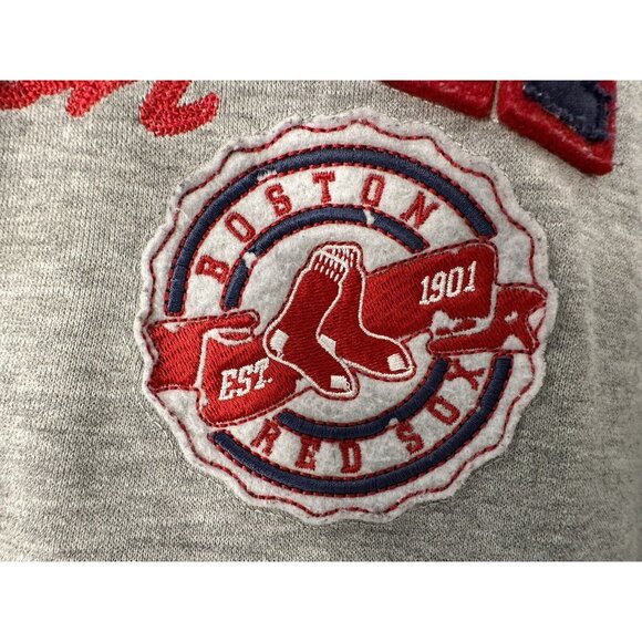 Y2K RED SOX  FULL ZIP HOODIE MAN L/G GENUINE MERCHANDISE G111 SPORTS GRAY SEWN - Picture 3 of 16